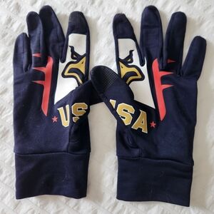 Under Armour USA Themed Gloves with Red and Gold Eagle Accents